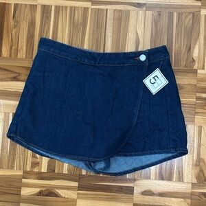 Dark Denim Skort with Wrap Front
